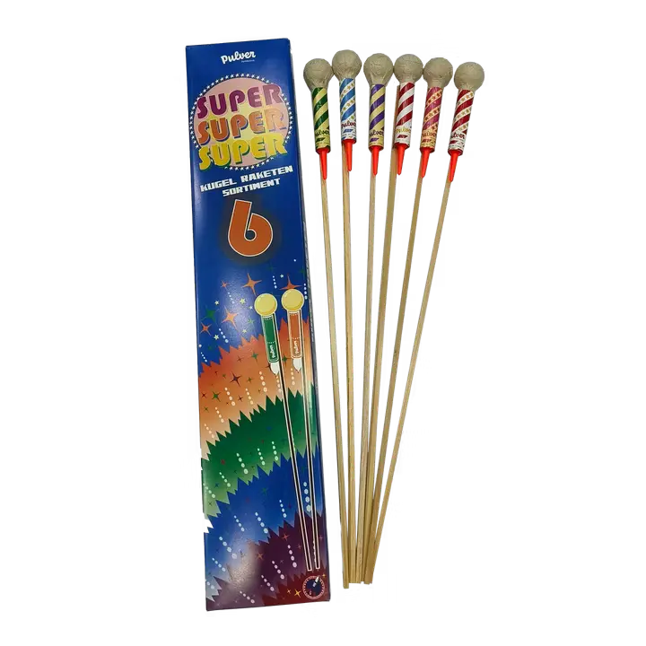 Pulver Pyrotechnik "Super 6" Kugelraketen Mix 40mm PP-SHR-40 - HansePyro
